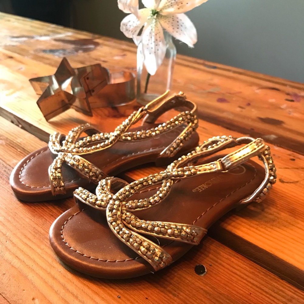 Gold beaded sandals